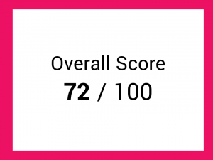 overall score 72/100 pink